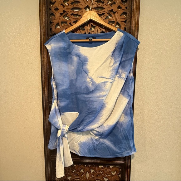 Alfani Tops - Alfani Blue & White Tie-Side Sleeveless Top